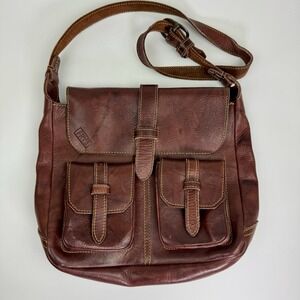Vintage Frye Oxford Leather Shoulder Camera Bag Campus Messenger 1970s